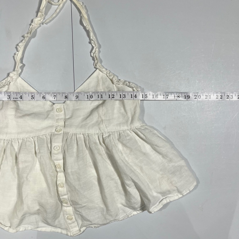 AmericanEagle Y2K Euro Summer Linen Halter Coquette Button Front Top Women Small - Picture 3 of 7